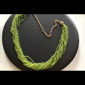 **SOLD** Multi-strand lime green bead necklace (C456)